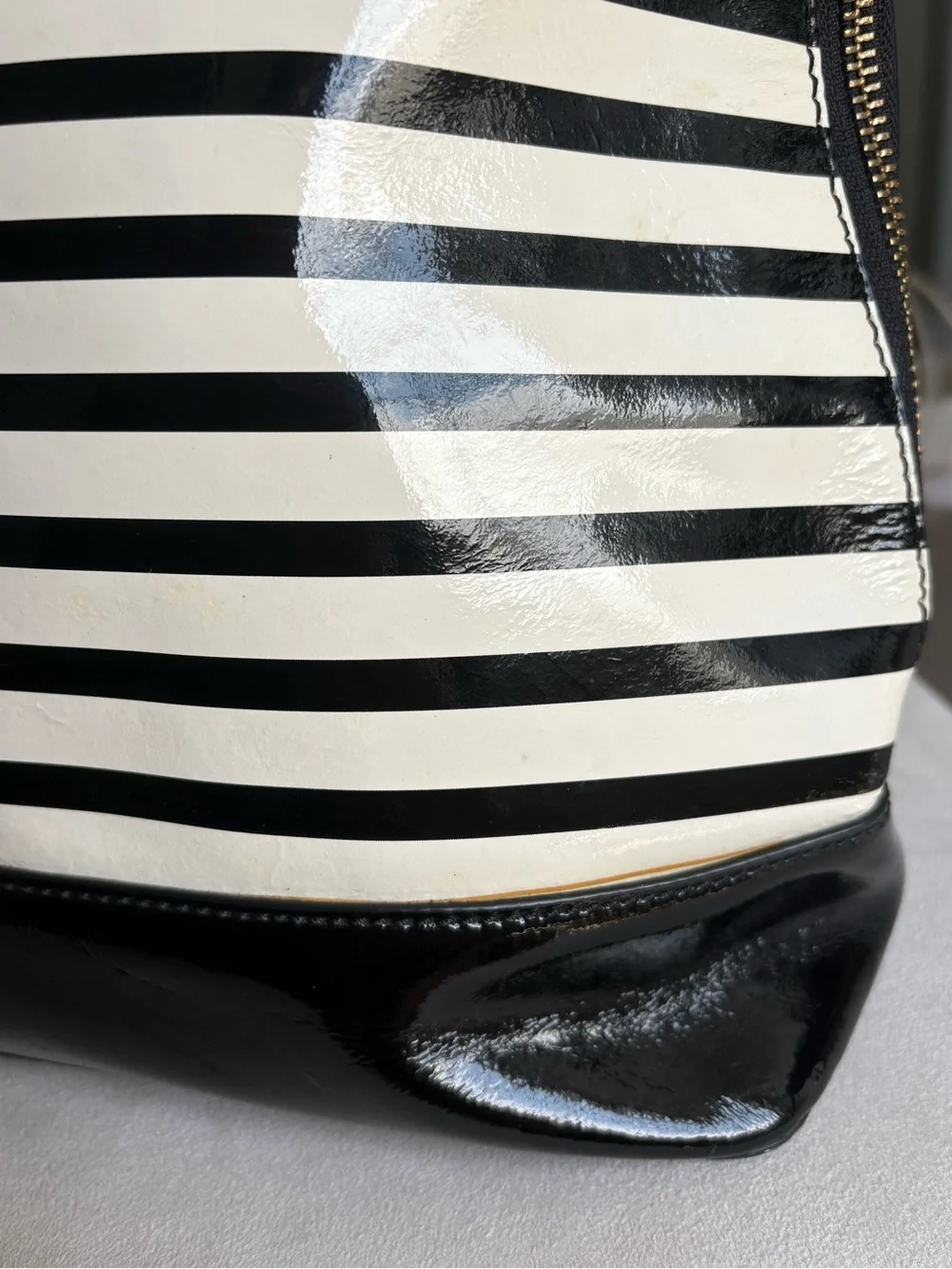 Kate Spade Black and White Striped Satchel
